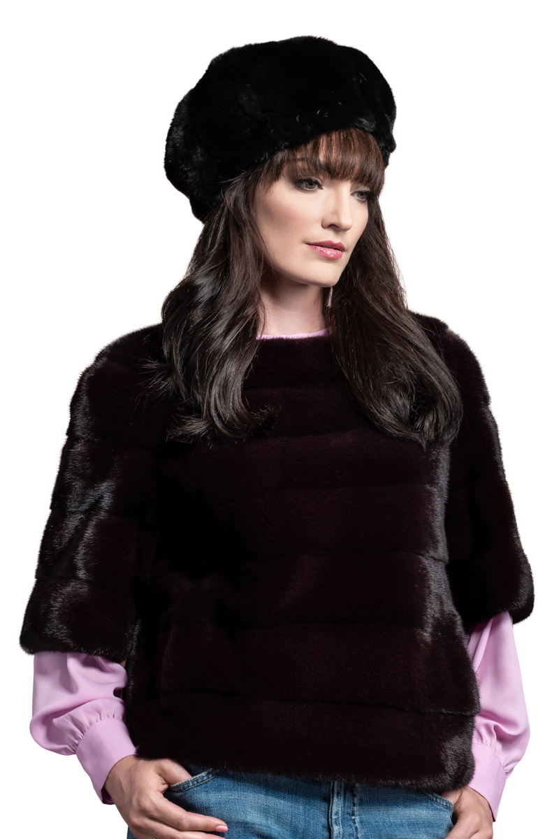 Black Lenore Marshall Chinchilla Fur Beret