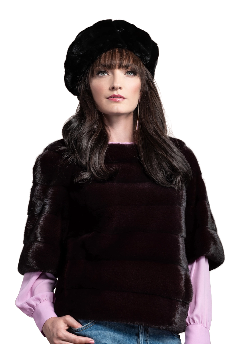 Black Lenore Marshall Chinchilla Fur Beret