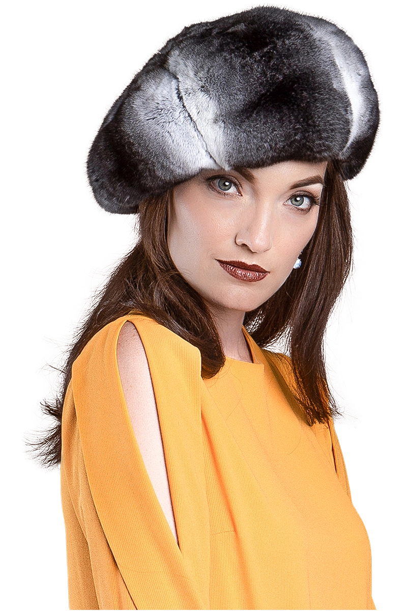 Gray Lenore Marshall Chinchilla Fur Beret