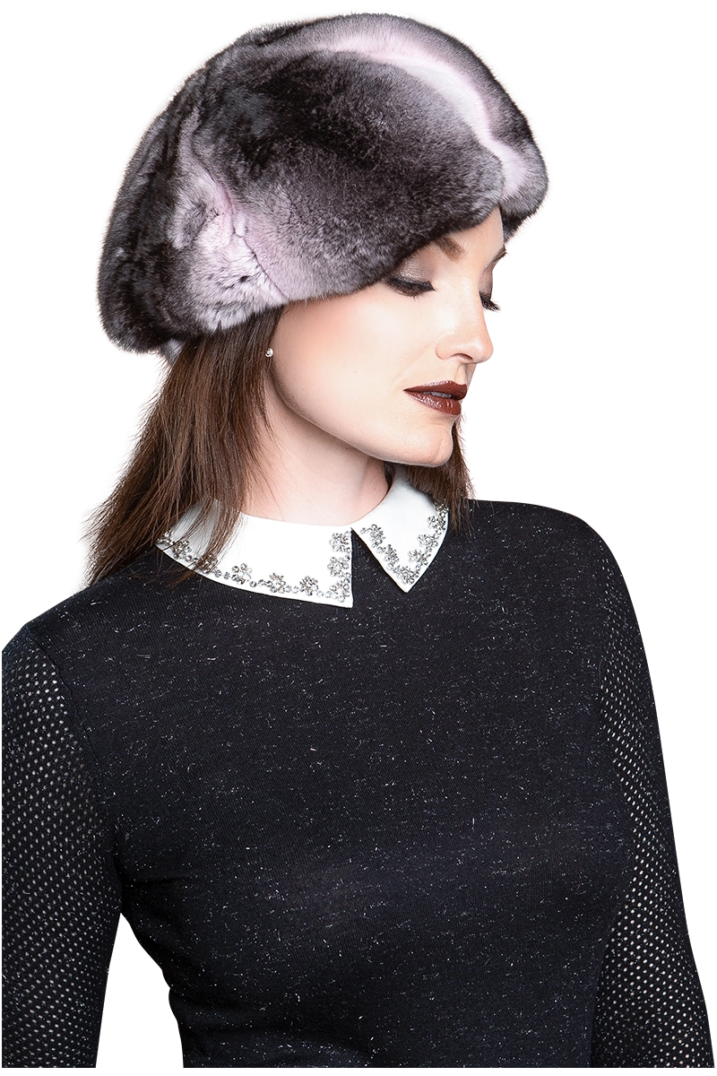 BabyPink Lenore Marshall Chinchilla Fur Beret