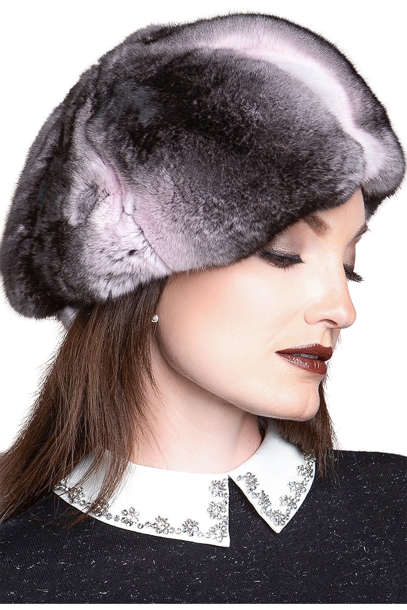 BabyPink Lenore Marshall Chinchilla Fur Beret