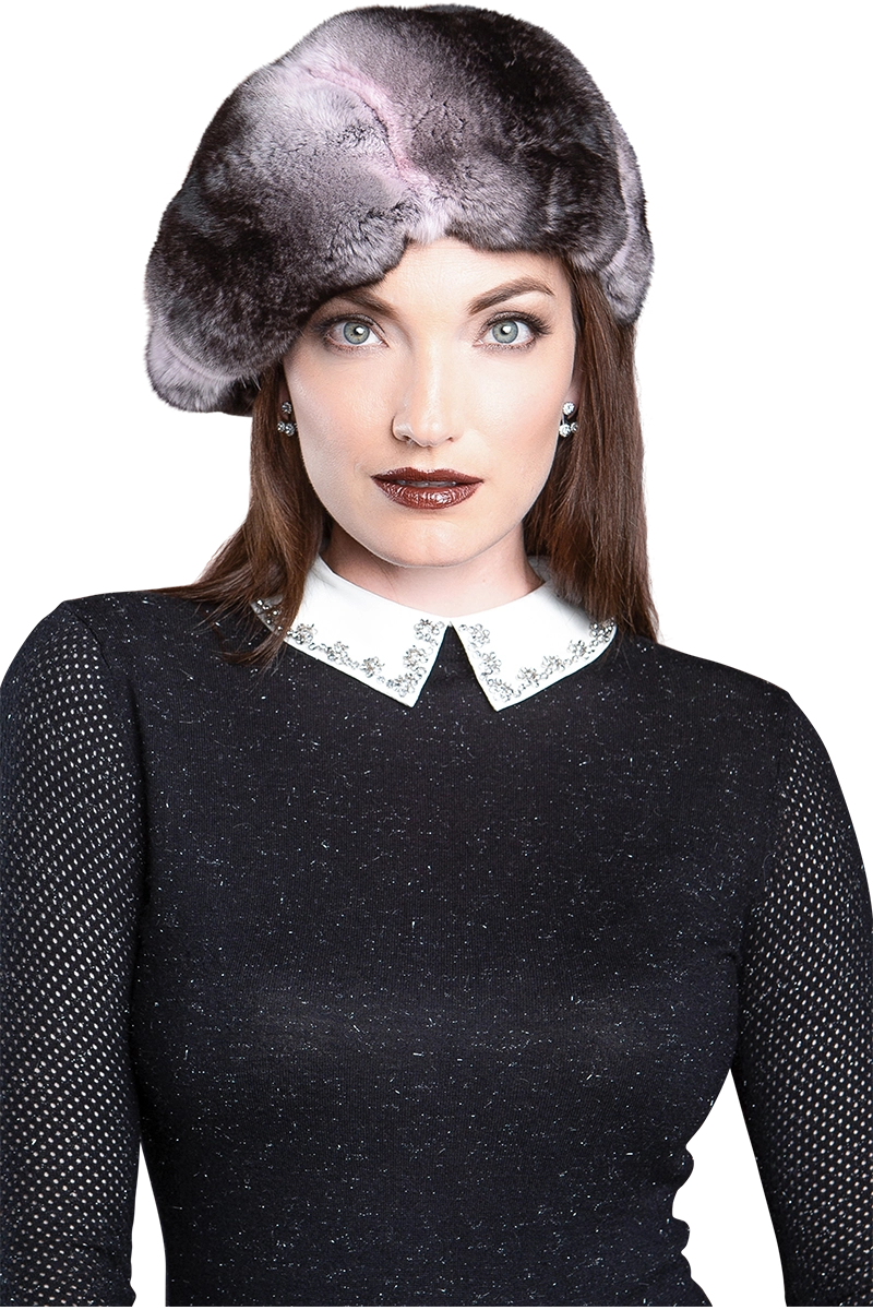 BabyPink Lenore Marshall Chinchilla Fur Beret