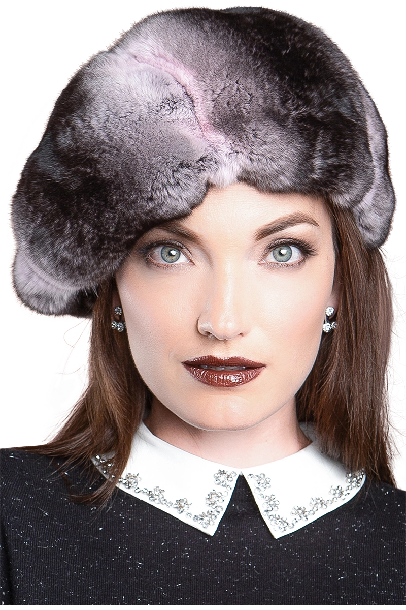 BabyPink Lenore Marshall Chinchilla Fur Beret