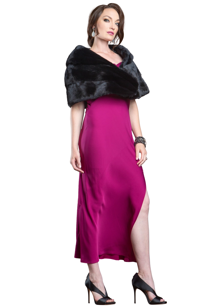 Black EM-EL Elegant - Evening - Horizontal Mink Fur Cape