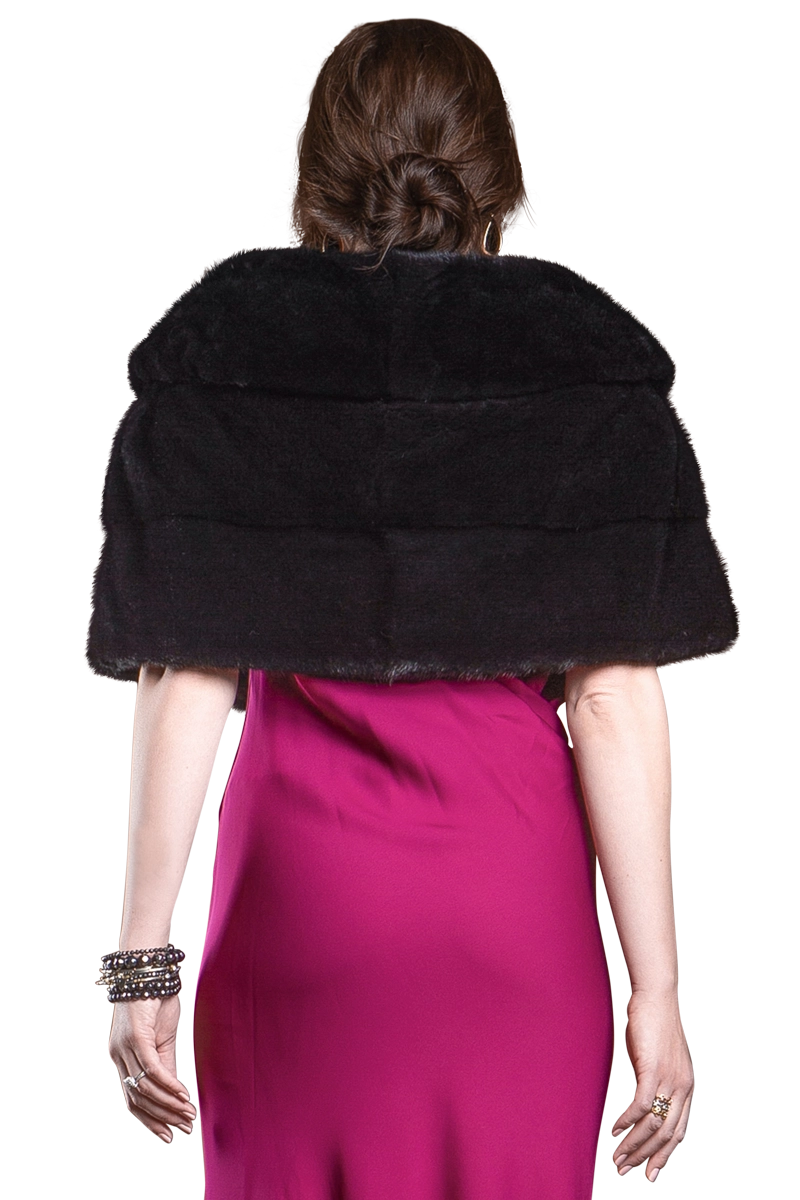 Black EM-EL Elegant - Evening - Horizontal Mink Fur Cape