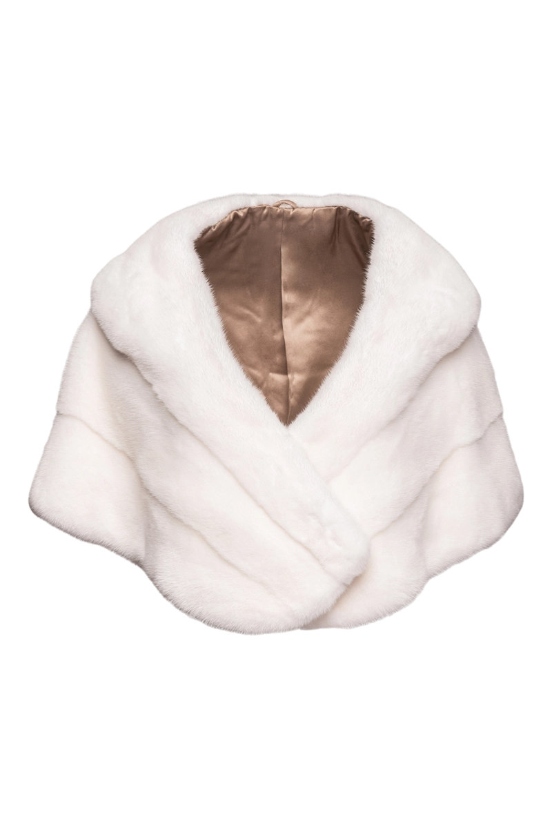 White EM-EL Elegant - Evening - Horizontal Mink Fur Cape