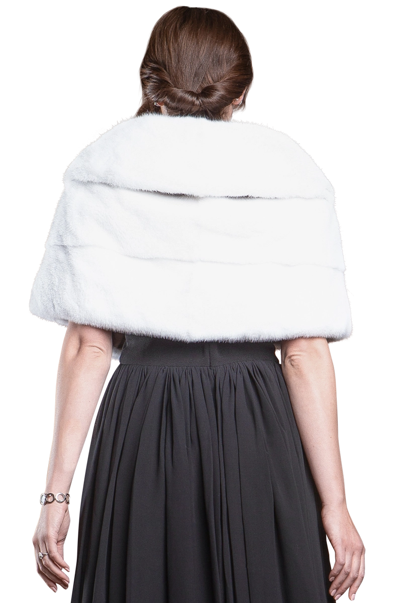 White EM-EL Elegant - Evening - Horizontal Mink Fur Cape