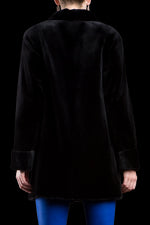 Black EM-EL Reversible Sheared Mink Mid-Length Fur Coat - Wing Collar - TB Cuff