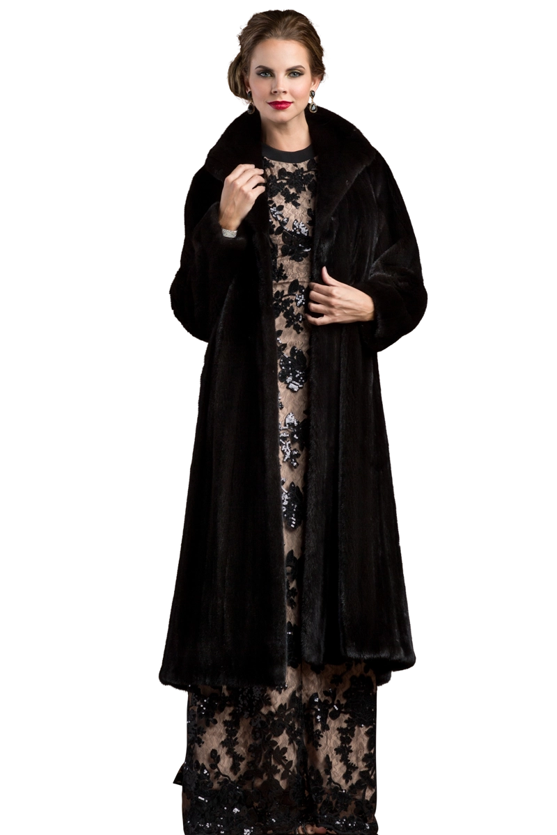 Ranch Zandra Rhodes Natural Mink Fur Coat - Wing Collar - Straight Sleeve