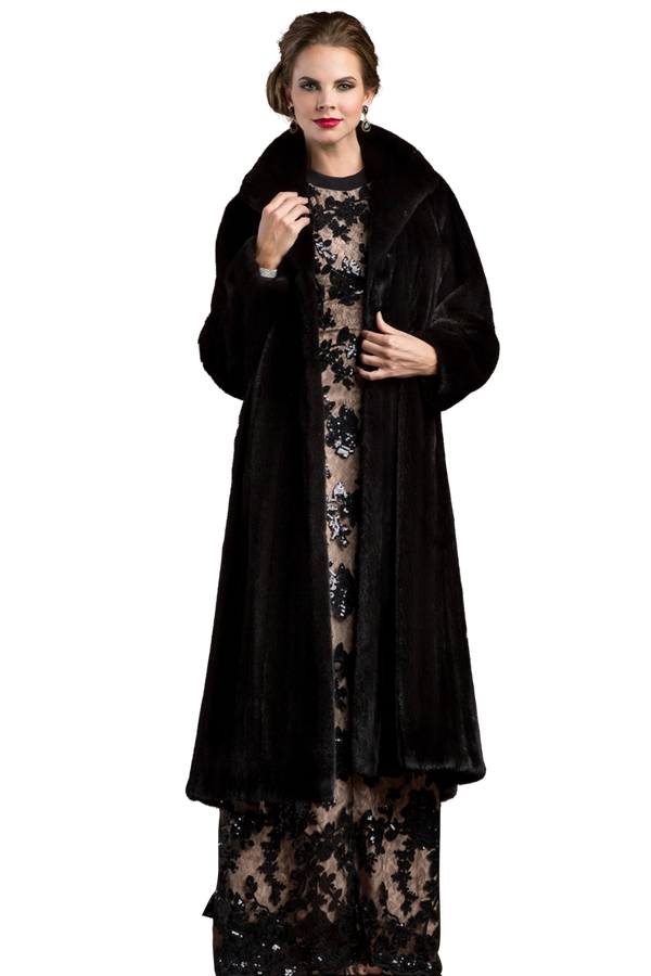 Ranch Zandra Rhodes Natural Mink Fur Coat - Wing Collar - Straight Sleeve