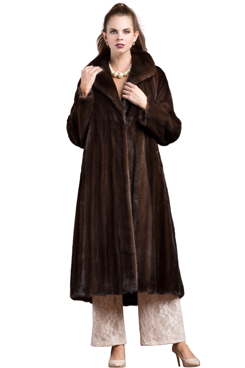 Mahogany Zandra Rhodes Natural Mink Fur Coat - Wing Collar - Straight Sleeve