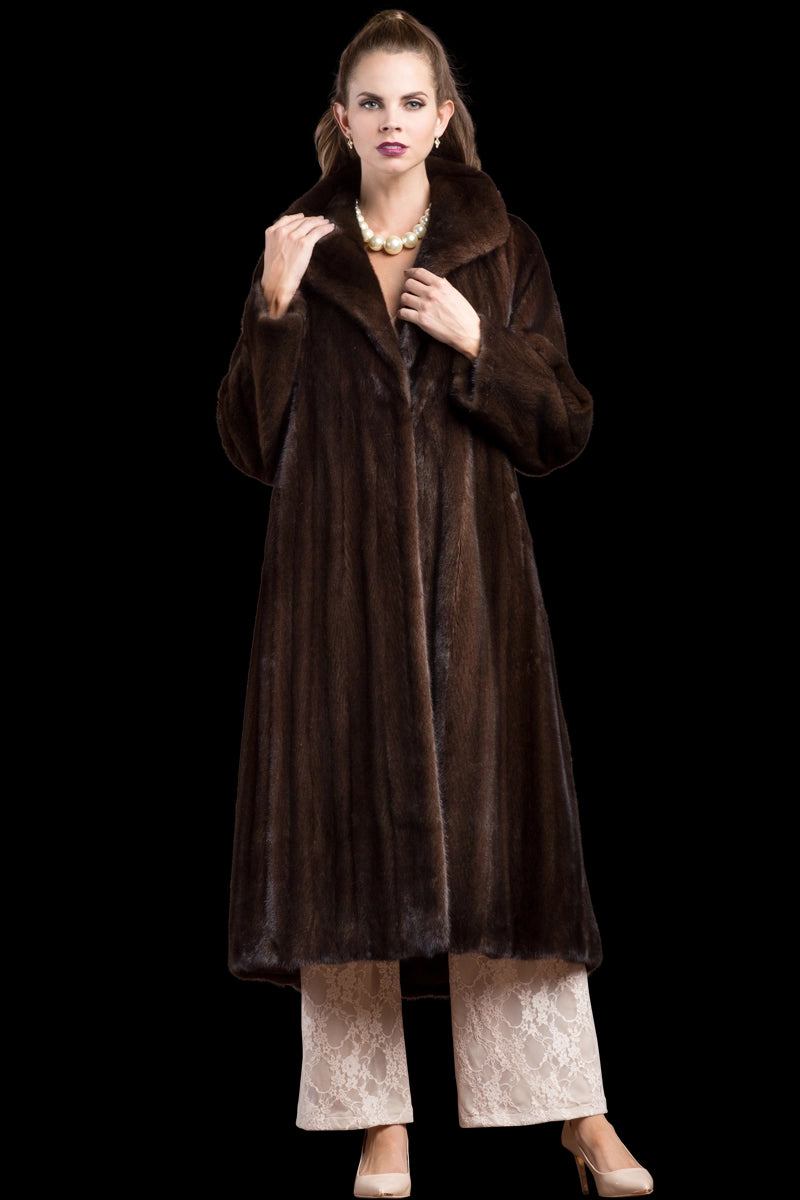 Mahogany Zandra Rhodes Natural Mink Fur Coat - Wing Collar - Straight Sleeve