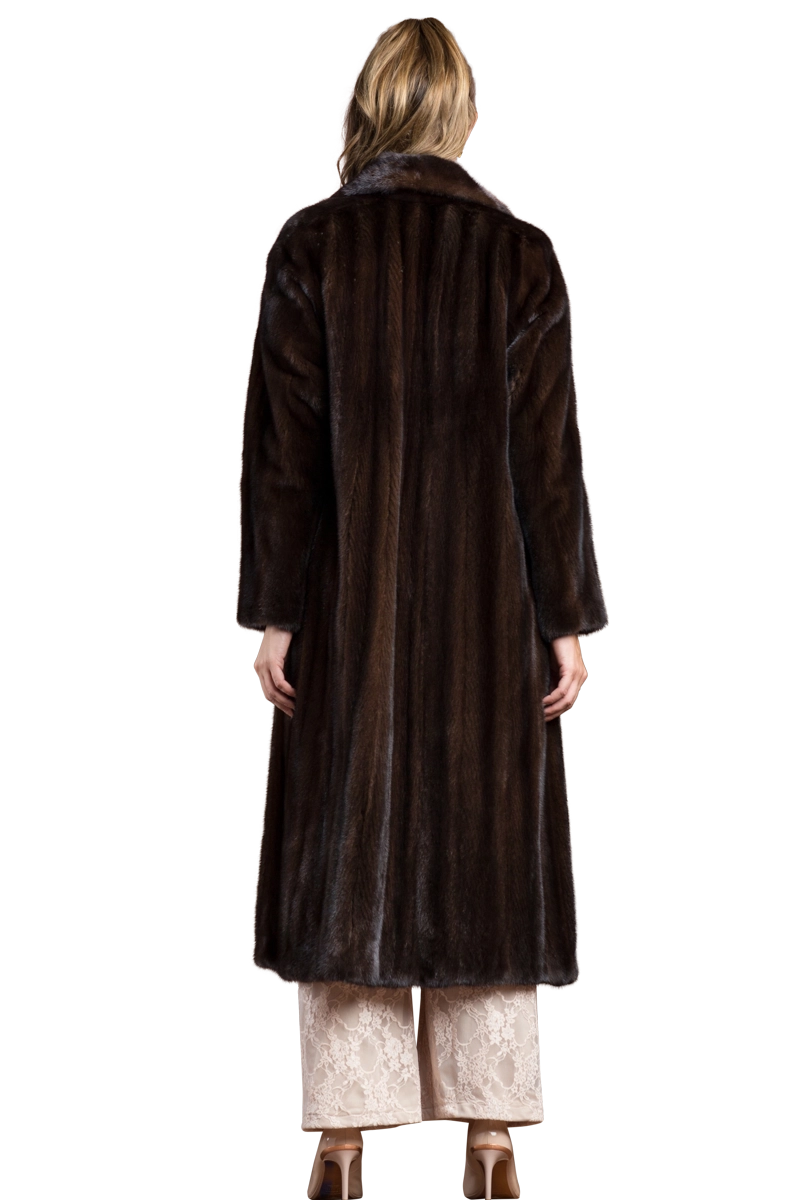 Mahogany Zandra Rhodes Natural Mink Fur Coat - Wing Collar - Straight Sleeve