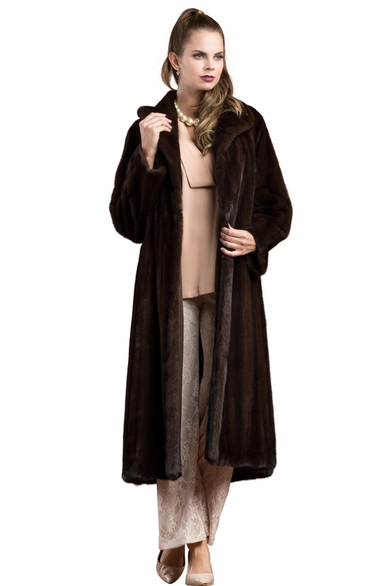 Mahogany Zandra Rhodes Natural Mink Fur Coat - Wing Collar - Straight Sleeve