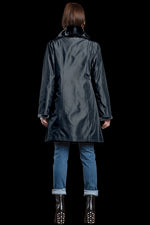 Charcoal EM-EL Reversible Fitted Sheared Mink Mid-Length Fur Coat - Chinchilla Shawl Collar