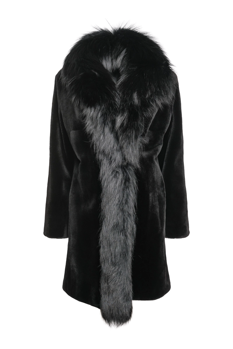 Fox fur trimmed coat on sale