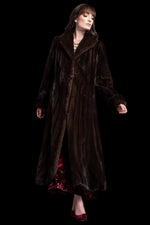 Mahogany EM-EL Elegant Mink Flounce Fur Coat