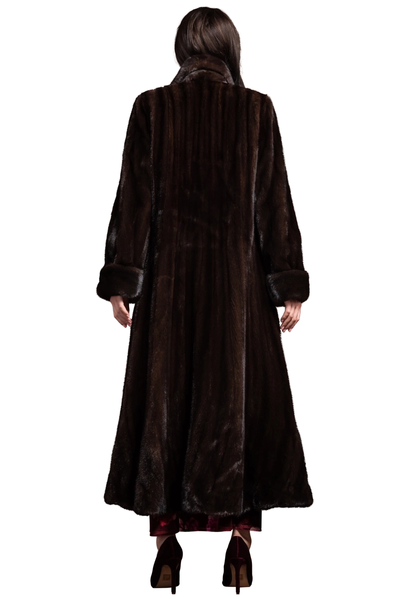 Mahogany EM-EL Elegant Mink Flounce Fur Coat