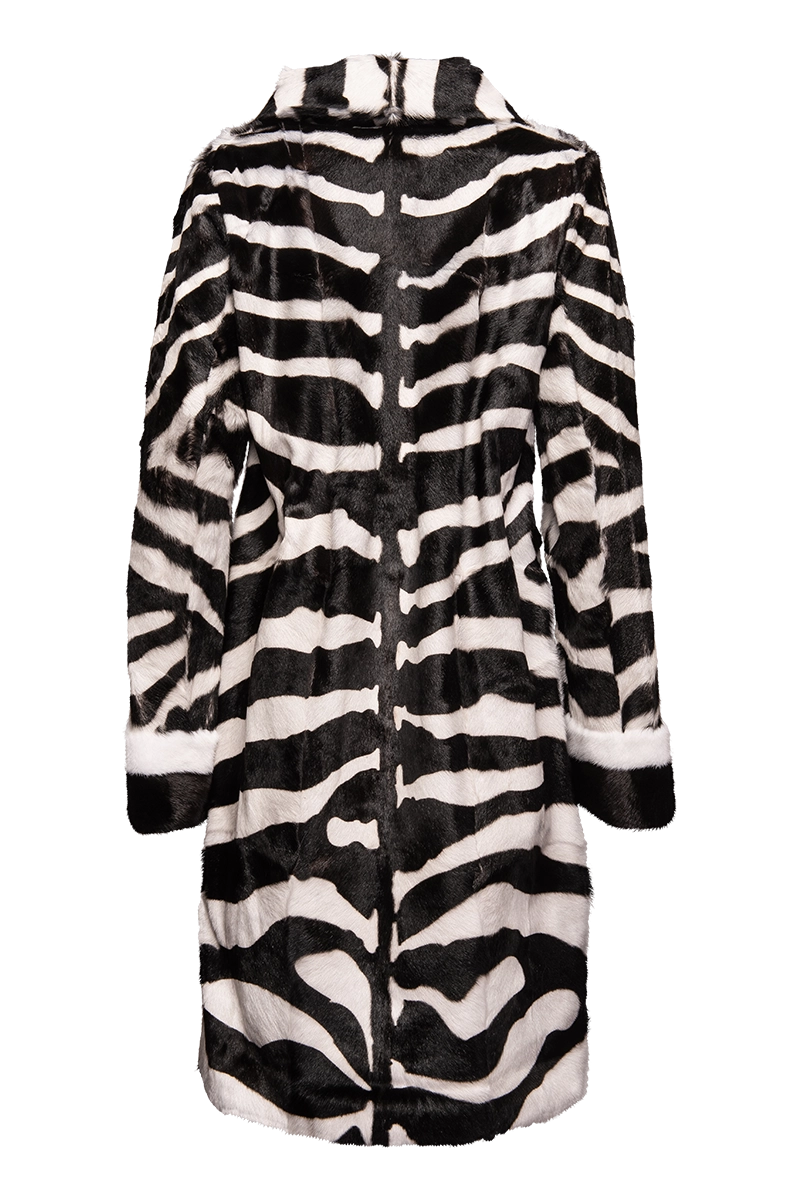 ZebraPrint EM-EL Women's Horizontal Kidskin & Mink Fur Coat 