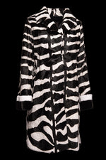 ZebraPrint EM-EL Women's Horizontal Kidskin & Mink Fur Coat 