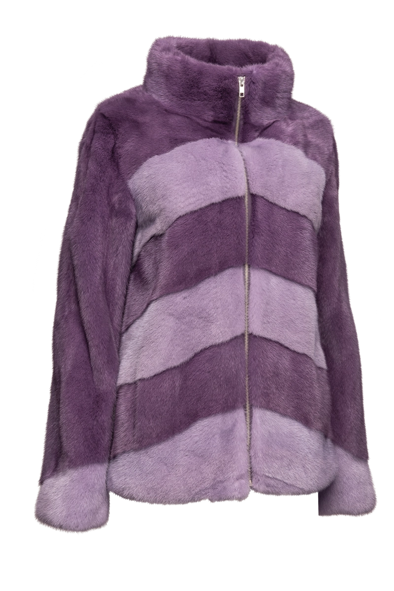 Purple Two Purples Zip Up Mink Fur Jacket