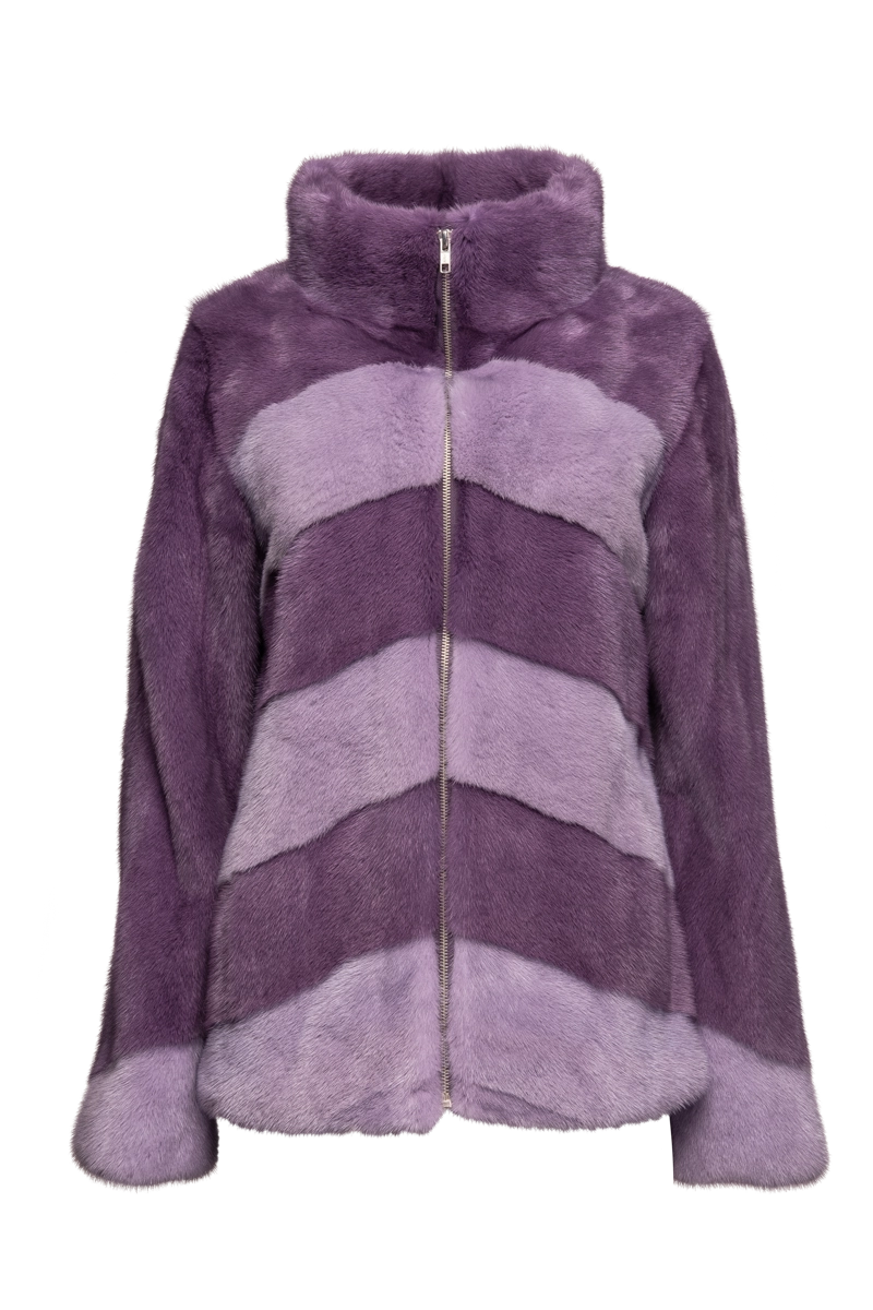 Purple Two Purples Zip Up Mink Fur Jacket