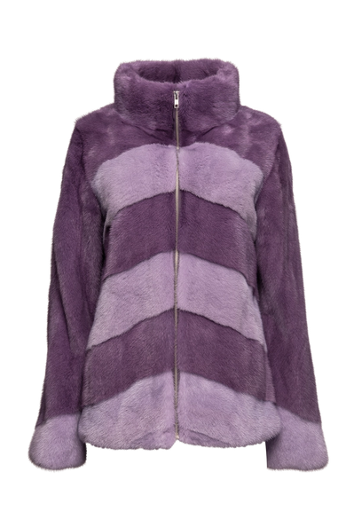 Two Purples Zip Up Mink Fur Jacket