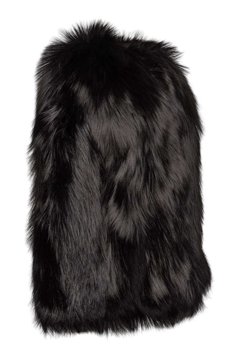 Black EM-EL Women's Perforated Fox Fur Jacket