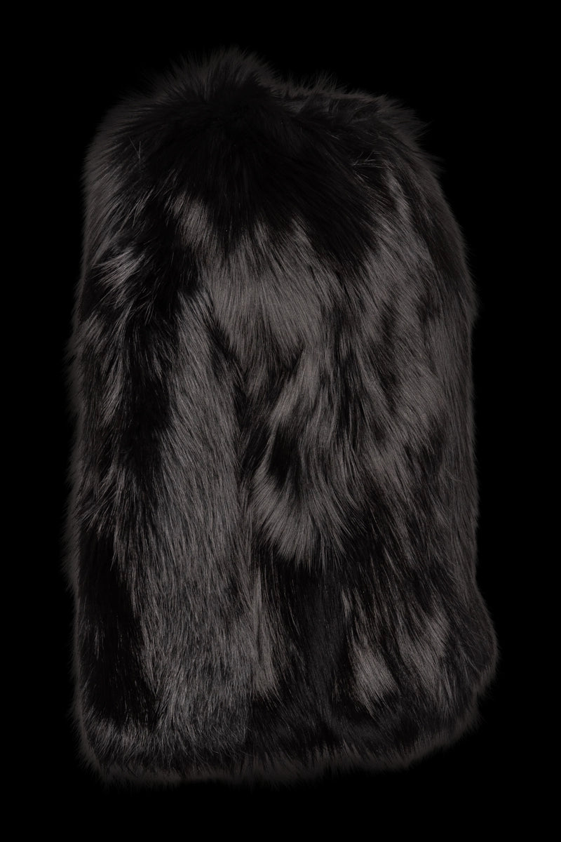 Black EM-EL Women's Perforated Fox Fur Jacket