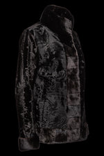 Black EM-EL Russian Broadtail Fur Jacket - Black Star Mink Fur Details