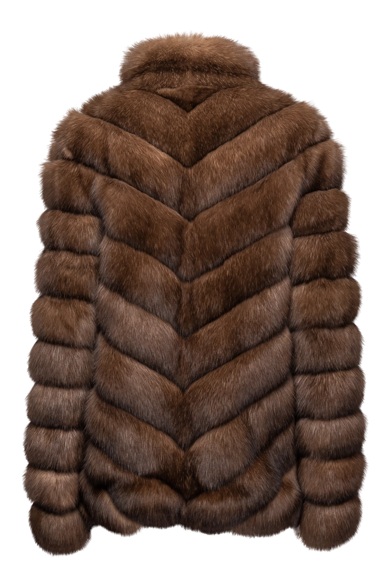 Brown EM-EL Natural Russian Chevron Fur Jacket