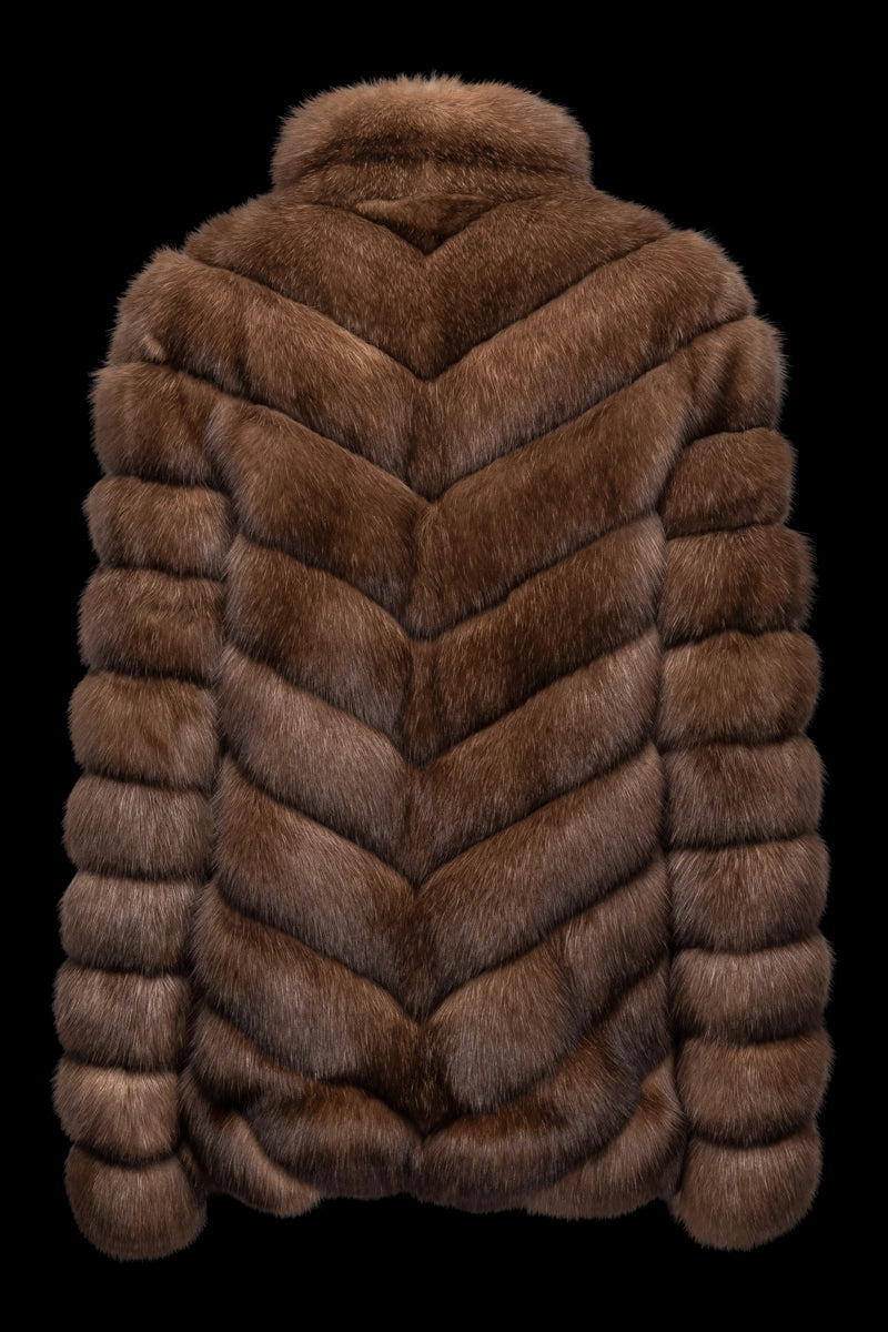 Fox Fur Jacket with Horizontal Pattern