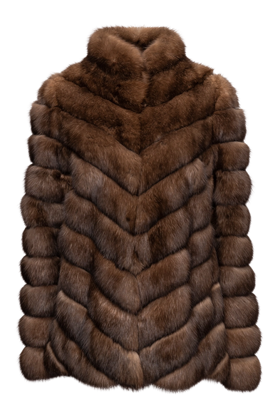 Chevron Natural Russian Sable Fur Jacket