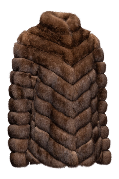 Brown EM-EL Natural Russian Chevron Fur Jacket