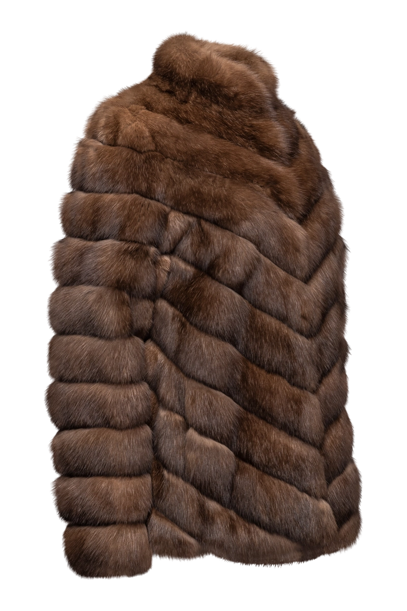 Brown EM-EL Natural Russian Chevron Fur Jacket