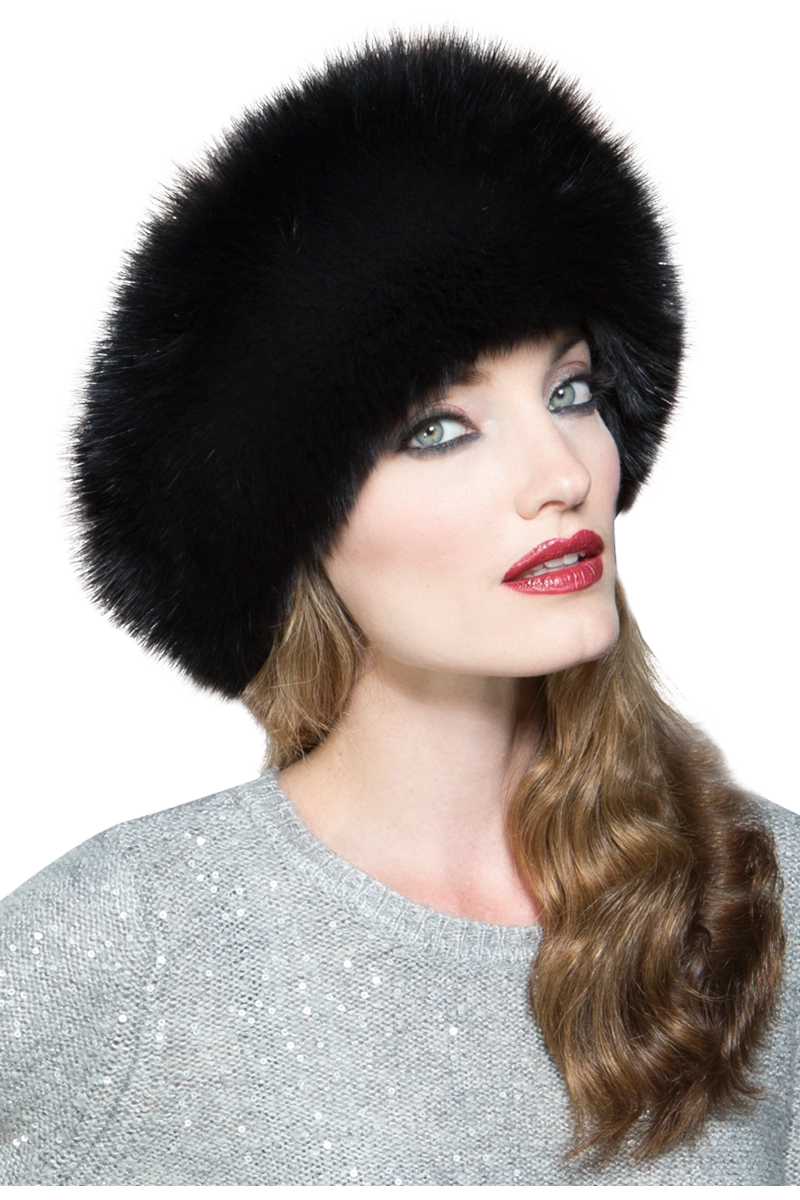 Black Lenore Marshall Mink and Fox Fur Hat