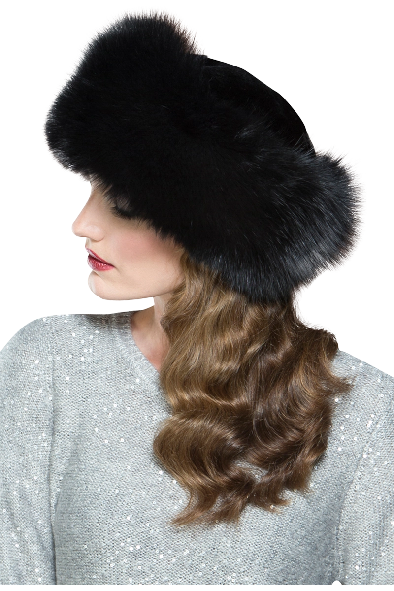 Black Lenore Marshall Mink and Fox Fur Hat