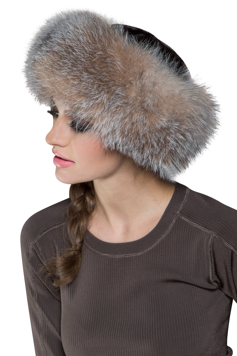 Brown Lenore Marshall Mink and Fox Fur Hat