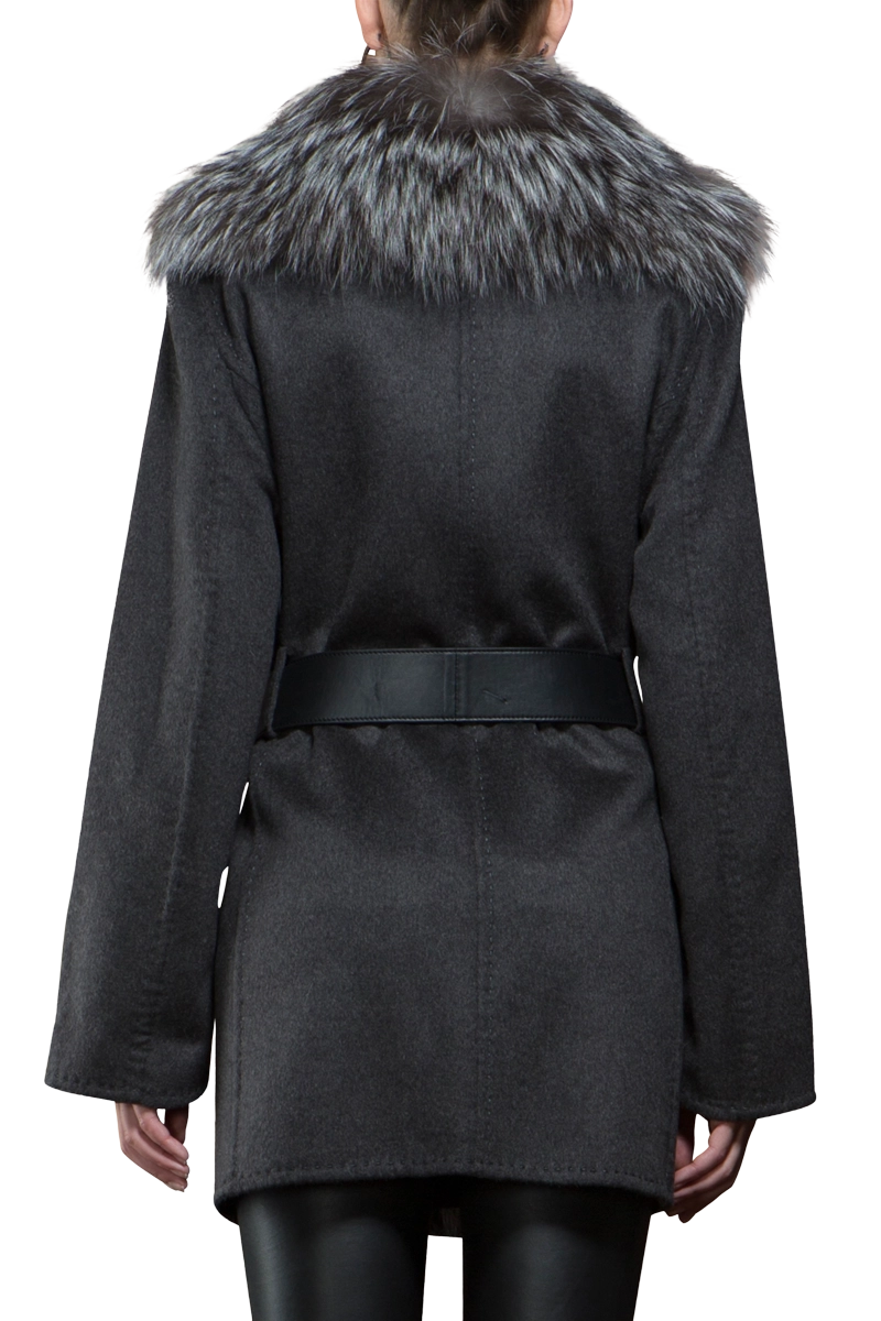 Charcoal Guy LaRoche Silver Fox & Gray Mid-Length Cashmere Coat