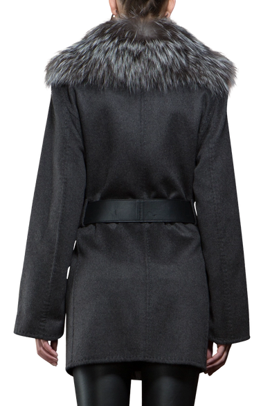 Charcoal Guy LaRoche Silver Fox & Gray Mid-Length Cashmere Coat