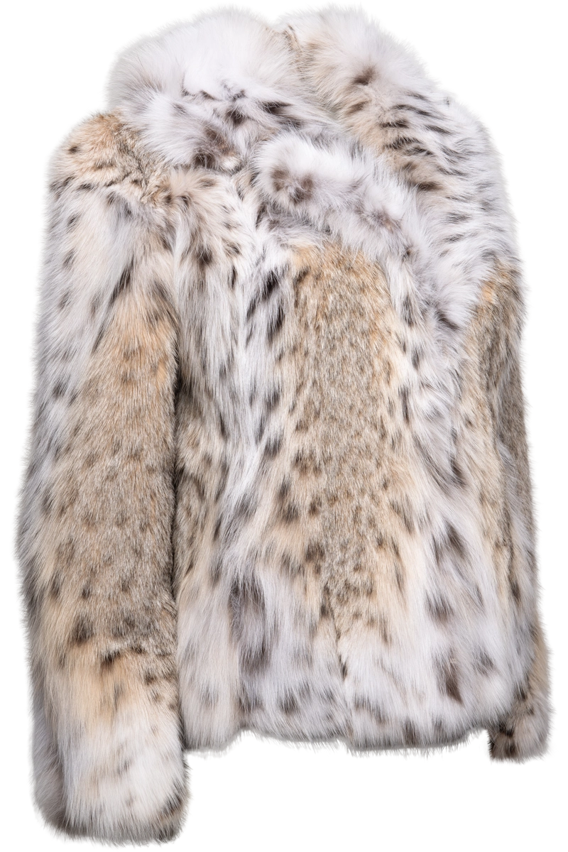 NaturalMulti EM-EL Women's Fitted Natural American Lynx Fur Short Jacket Product Secondary Side View