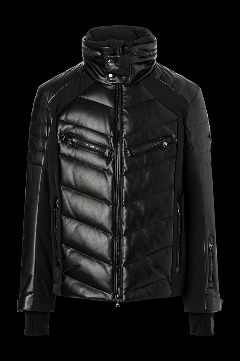 BLACK BOGNER MEN'S CALUM-D SPORT LEATHER SKI JACKET 244 31343019 026 PRODUCT FRONT VIEW