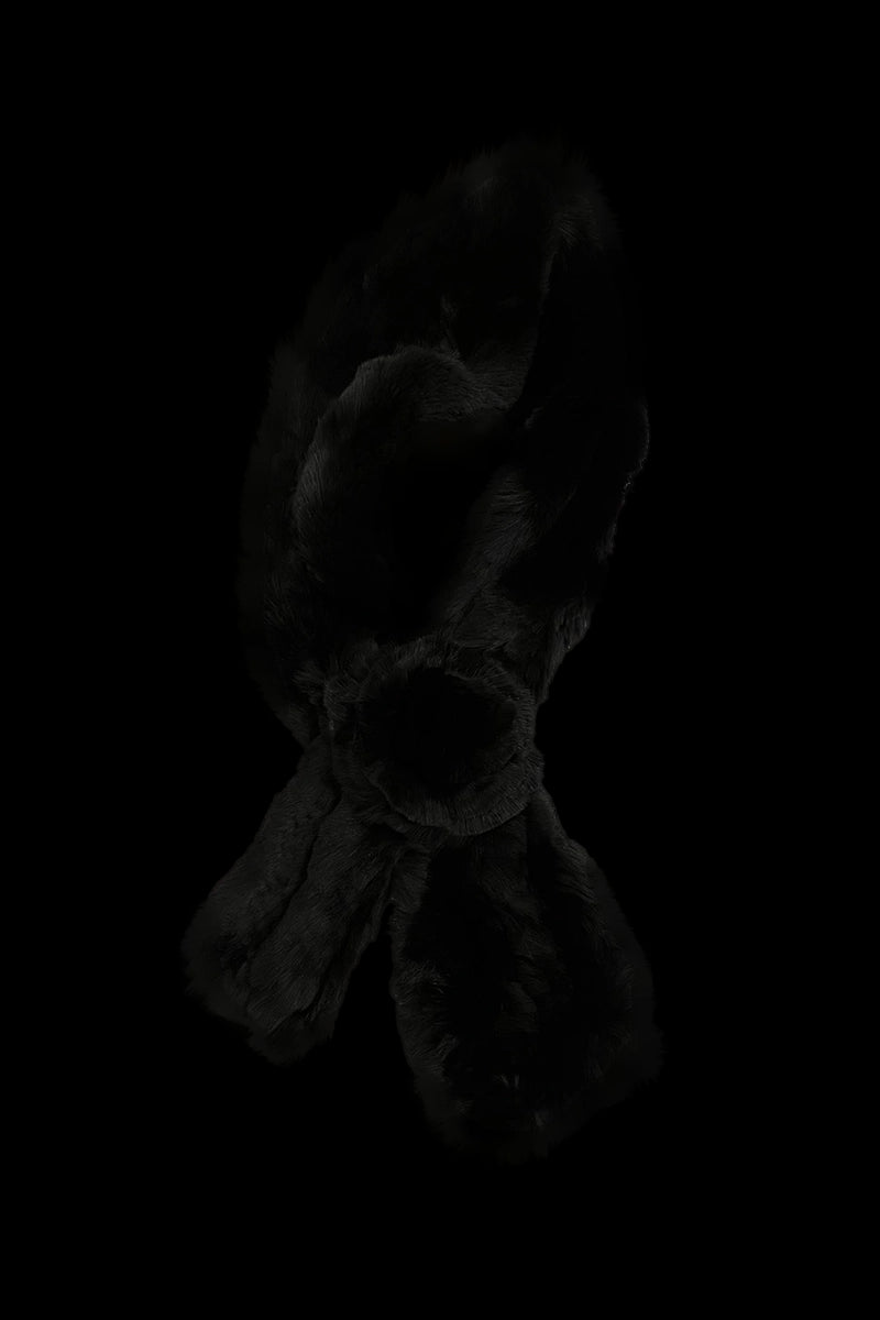 Black EM-EL Knitted Rex Rabbit Pull-Though Scarves