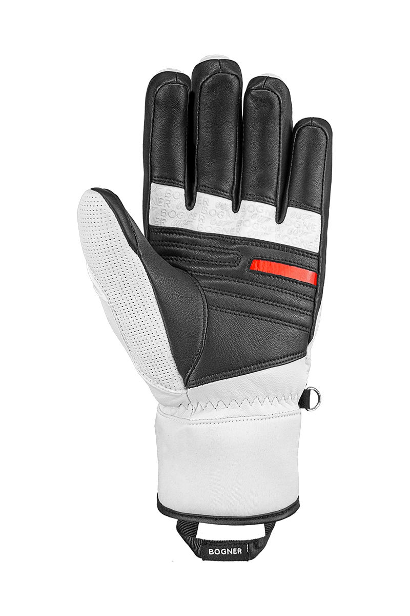 White/Black Bogner Men's White 007 Silvan Ski Gloves