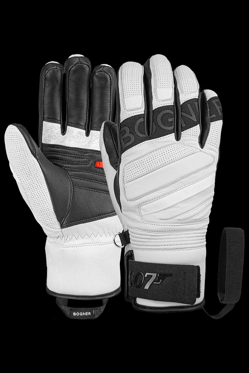 White/Black007 Bogner Men's White 007 Silvan Ski Gloves