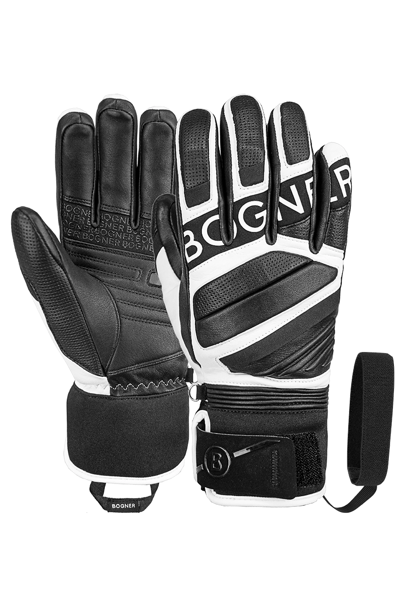 Black/White Bogner Men's Silvan Ski Gloves