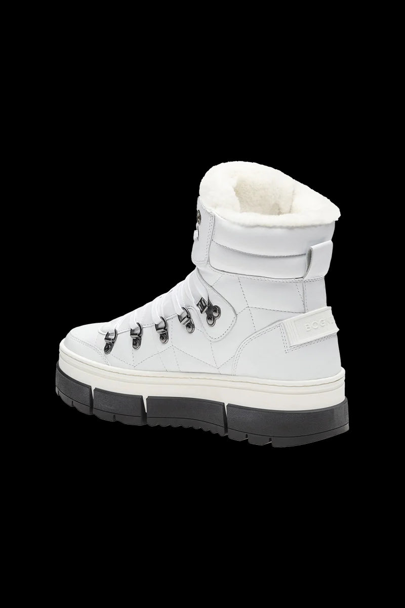 White Bogner Women's Vaduz High-Top Spike Sole Sneakers.