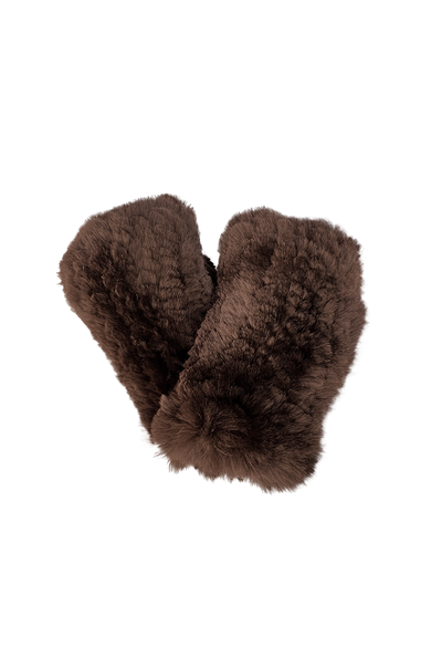 Knitted Fingerless Rex Rabbit Fur Gloves