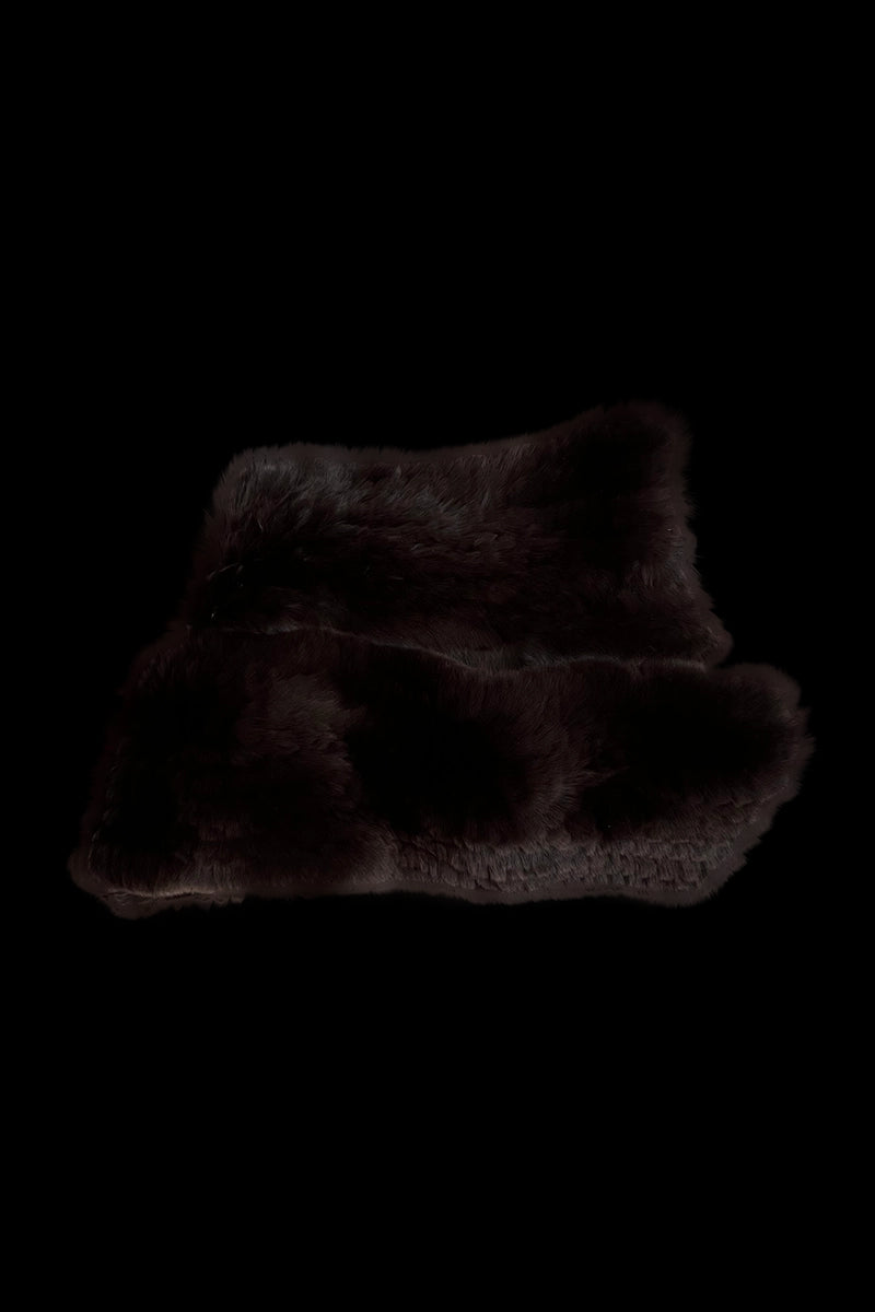 Brown EM-EL Rex Rabbit Infinity Fur Scarf