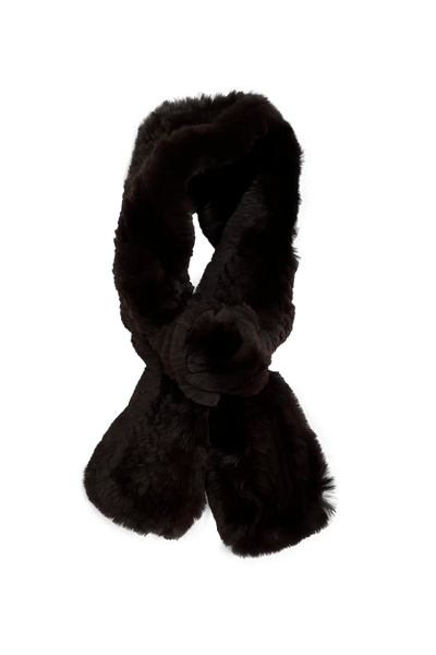 ML Furs | Knitted Rex Rabbit Pull-Though Scarves-Flower Detail